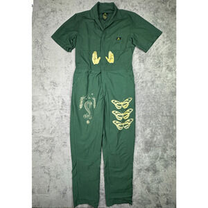 Custom Hand Painted Gold Art Coveralls Boho Jumpsuit Small YOU ARE EVERYTHING